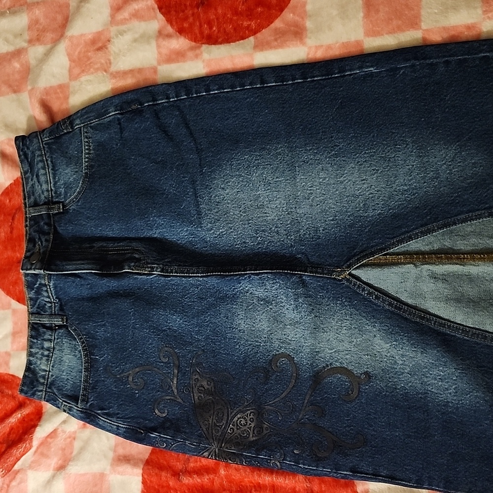 Denim Skirt with Butterfly Design